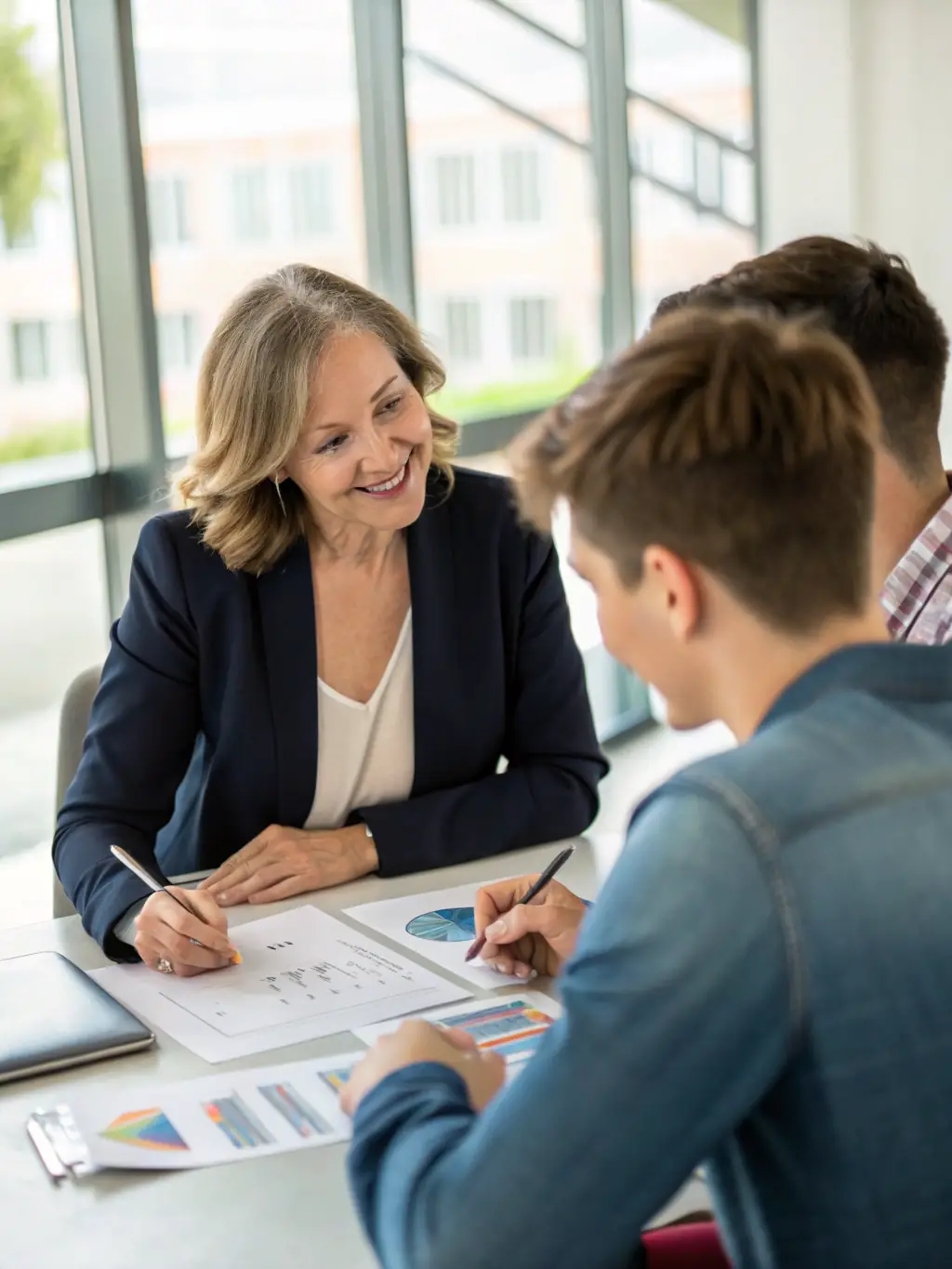 A RealtyLinkz agent assisting a client with paperwork, showcasing personalized service and attention to detail.